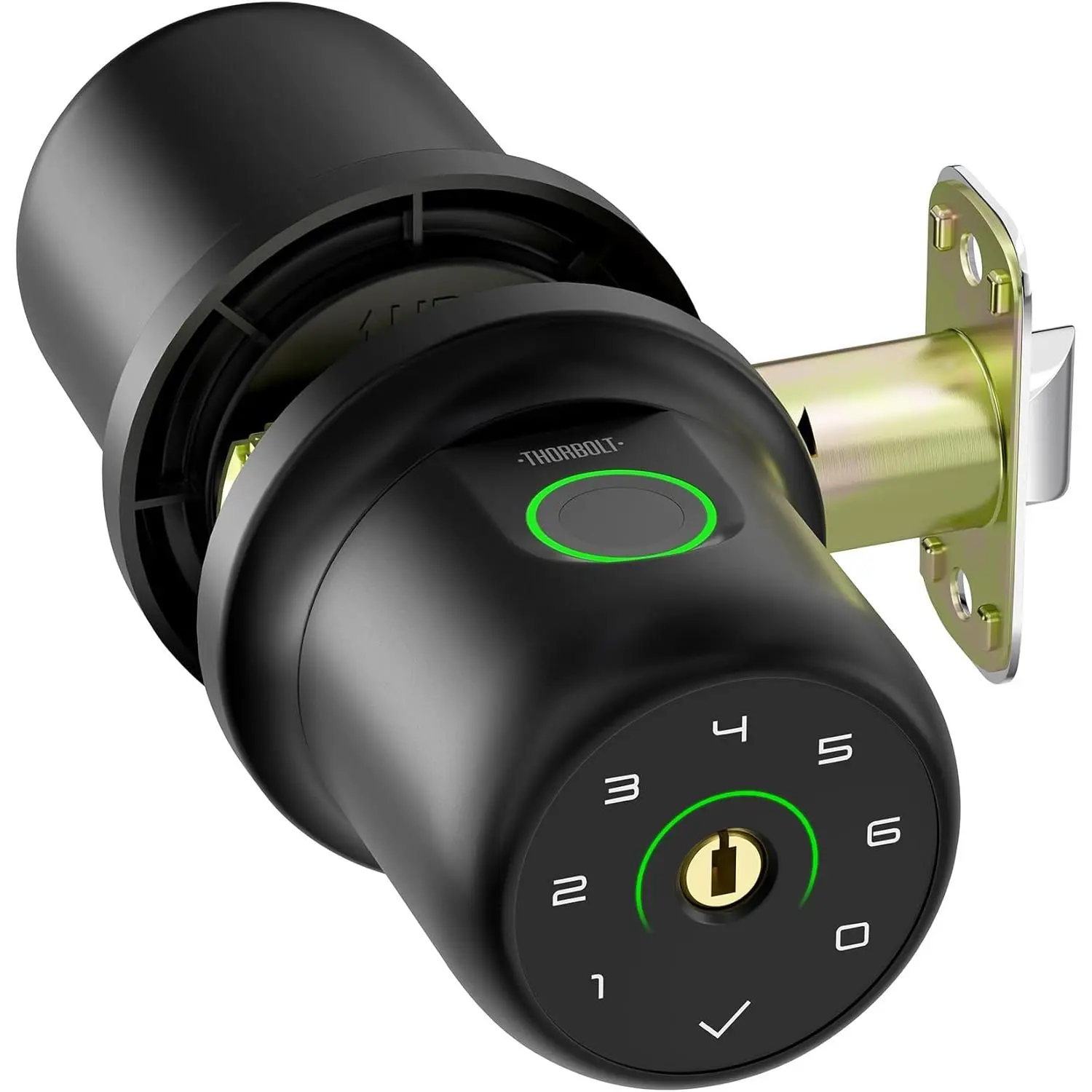 G1 Fingerprint Door Knob Lock with Keypad, Black | 4x AAA Alkaline , Biometric, Electric, Auto-Lock, for Bedroom, Garage, Office, Pantry Door, Interior Door Lock
