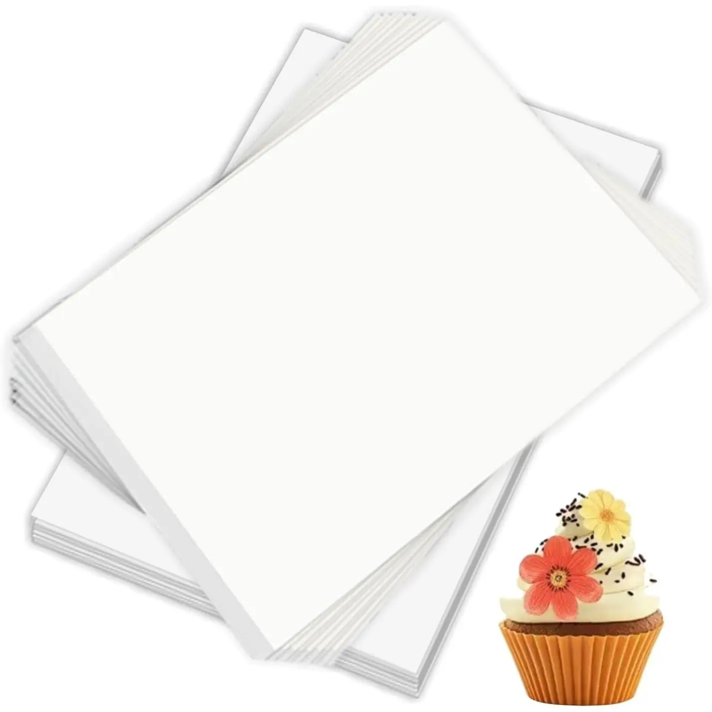 Edible Wafer Sheets, A4 Size, 25pcs, 8.5 x 11 inches | Food Grade, Printable for Cake, Rice Sheets, 0.3mm Thickness, For Candy, Cookie, Flower Decoration