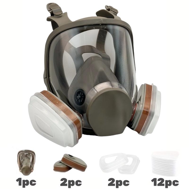 Reusable Full Face Mask with Filter Box, 1 Set 17-in-1 Anti Gas & Dust Resistant Full Face Mask, Anti-fog Full Face Mask for Painting, Woodworking, Construction, Grinding, Spraying, Chemicals, D