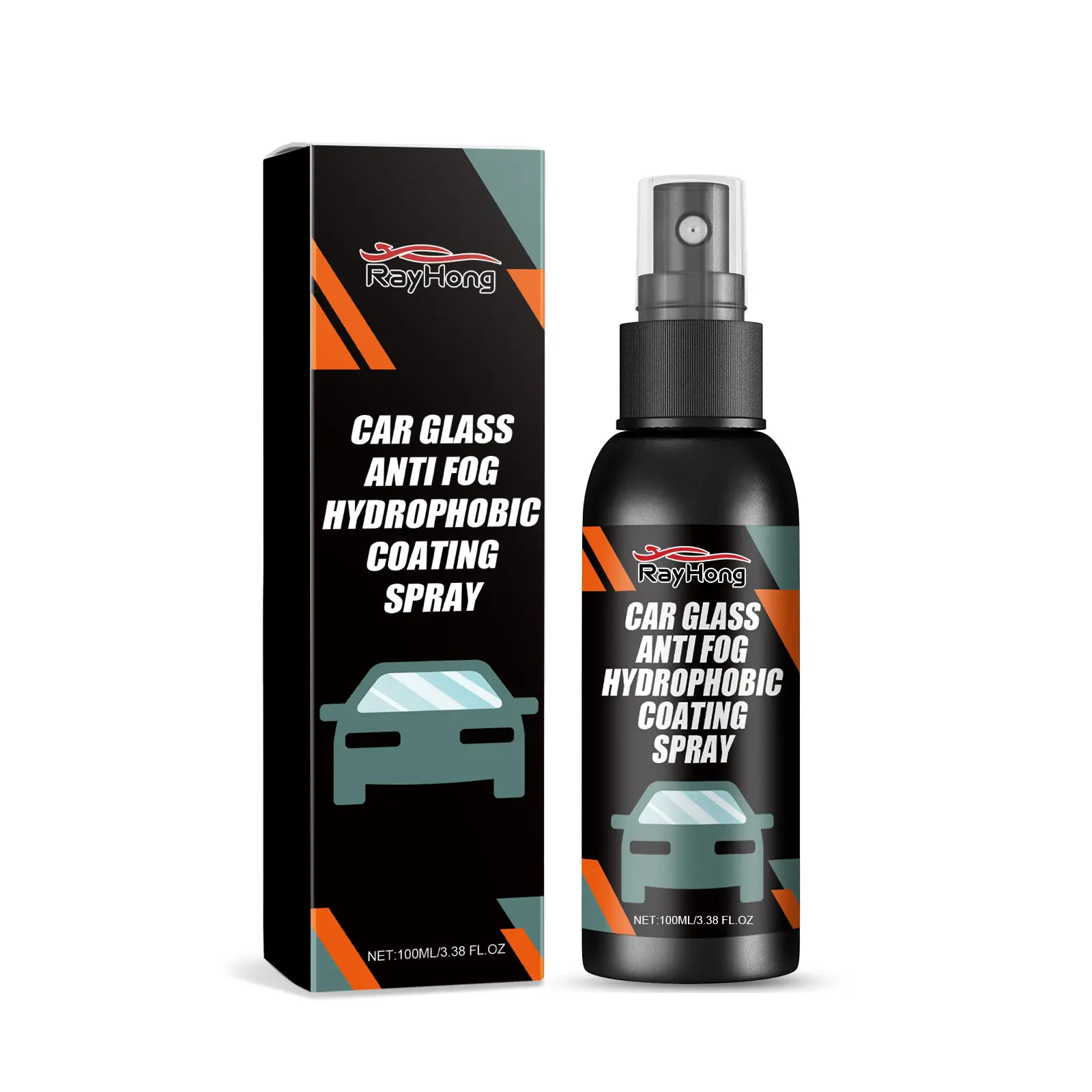 Rayhong Car Windshield Spray, Windshield Rearview Mirror Cleaning, Stain Removal, Hydrophobic Water Repellent, Anti-Fog Agent