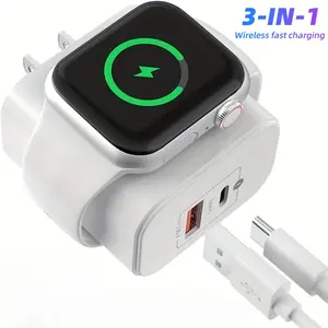 23W 3-in-1 charger, capable of charging three devices simultaneously, with built-in wireless charging for watches, suitable for stand