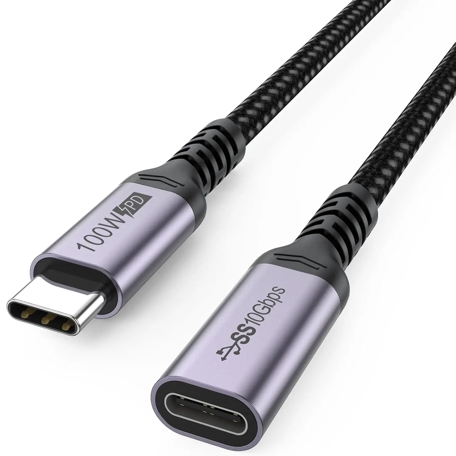 USB C Extension  6.6ft, 4K@60Hz Video/10Gbps Data Transfer/100W  USBC 3.2 Type C Extender Cord, USB3.2 Gen2 Male to Female for Laptop Tablet Mobile Phone and