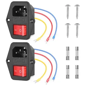 Nilight 3-Pin Mountable 10A 250V AC Power Socket Inlet with Overload Protection, 2 x 10A Fuse, On/Off Switch – Automotive & Home Use, Compatible with Computers, 3D Printers, Rice Cookers