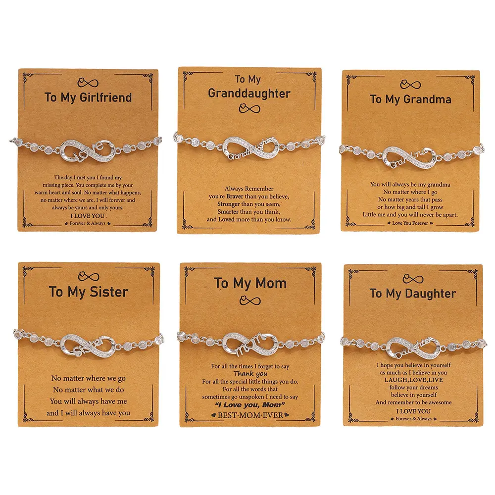 Infinity Symbol Tennis Bracelet for Women, Custom Silver-Tone Band with Dazzling Rhinestone Crystals & Heartfelt Message Card, Sentimental Birthday Gift, Custom Made Bracelets & Bangles, Brilliance Shine Bracelets & Bangles