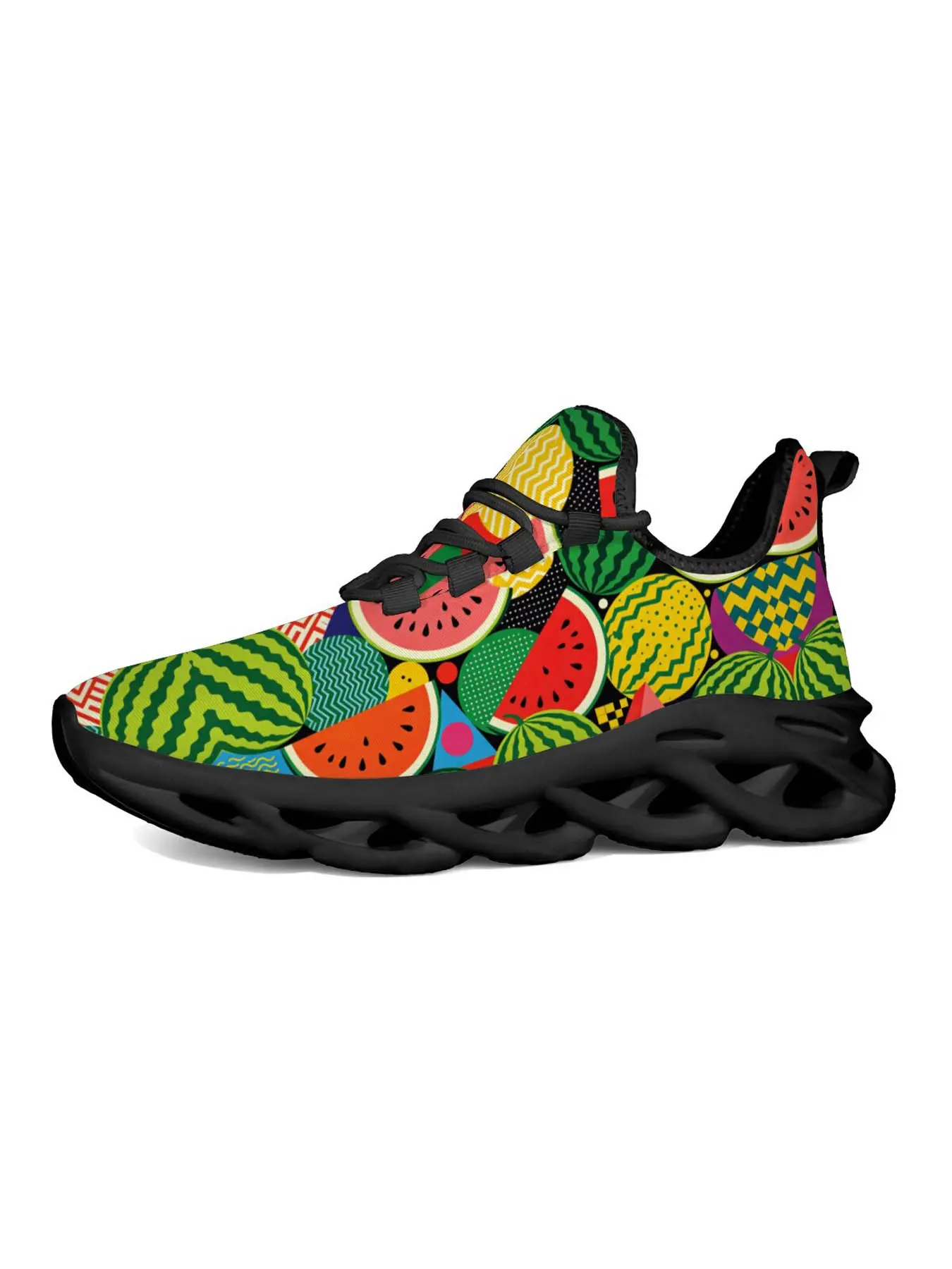Pop Art Watermelon Print Women's Casual Sneakers, Street Style Fashion, Lightweight Contrast Design, Summer Trendy Shoes