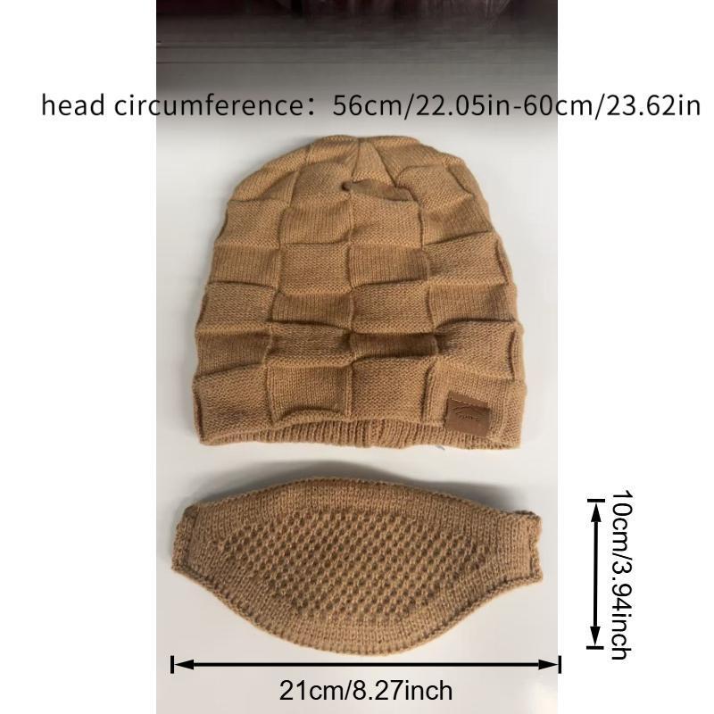 Unisex Knitted Hat & Mask Set Light Beanie with Ear Neck & Cheek Coverage for Cold Weather Outdoor Snow Sports Comfortable Knitted Material