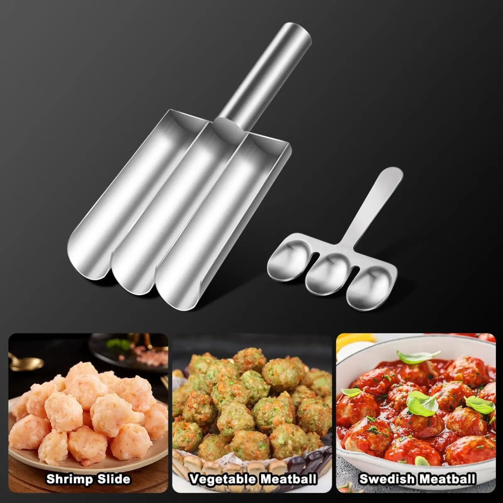Meatball Maker Tool,Stainless Steel Non Stick Meat ball Maker,Portable Meatballs Scoop Ball Maker Kitchen Restaurant Must Have Meatball Making Set,Home Cooking Tools, Kitchen Metal Utensils, Kitchen Gadgets