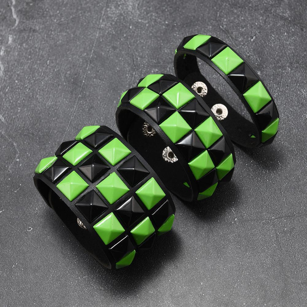 3Pcs/Set Fashion Contrasting Rivets Leather Wrist Friendship Big Wide Bracelet For Male Female Buckle Vintage Punk Jewelry