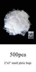 500pcs 1" x 2" Small Plastic Bags, 2 Mil Thick, Clear Small Zip Baggies, Resealable Zipper Bags, Storage Poly Baggies for Daily Vitamins, Candy Pills, Beads, Jewelry Parts, Tiny Items