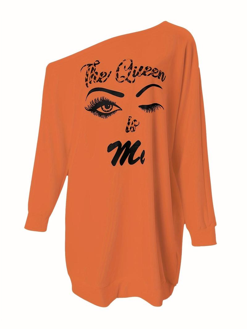 Women's Figure & Letter Print Asymmetrical Neck Dress, Vintage Girly Clothes, Casual Short Dress, Summer Dresses for Women, Lady Dress for Spring Fall