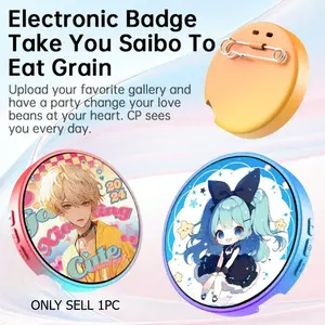 Bluetooth Anime Electronic Badge, Smart Digital Badge, 1.85-inch Dynamic Smart Display Screen, Gradient Effect Anime Peripheral