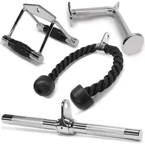 Cable Machine Attachment, Row Handles, Tricep Rope, Straight Bar, V Bar, LAT Pulldown Accessories Load for Home Gym