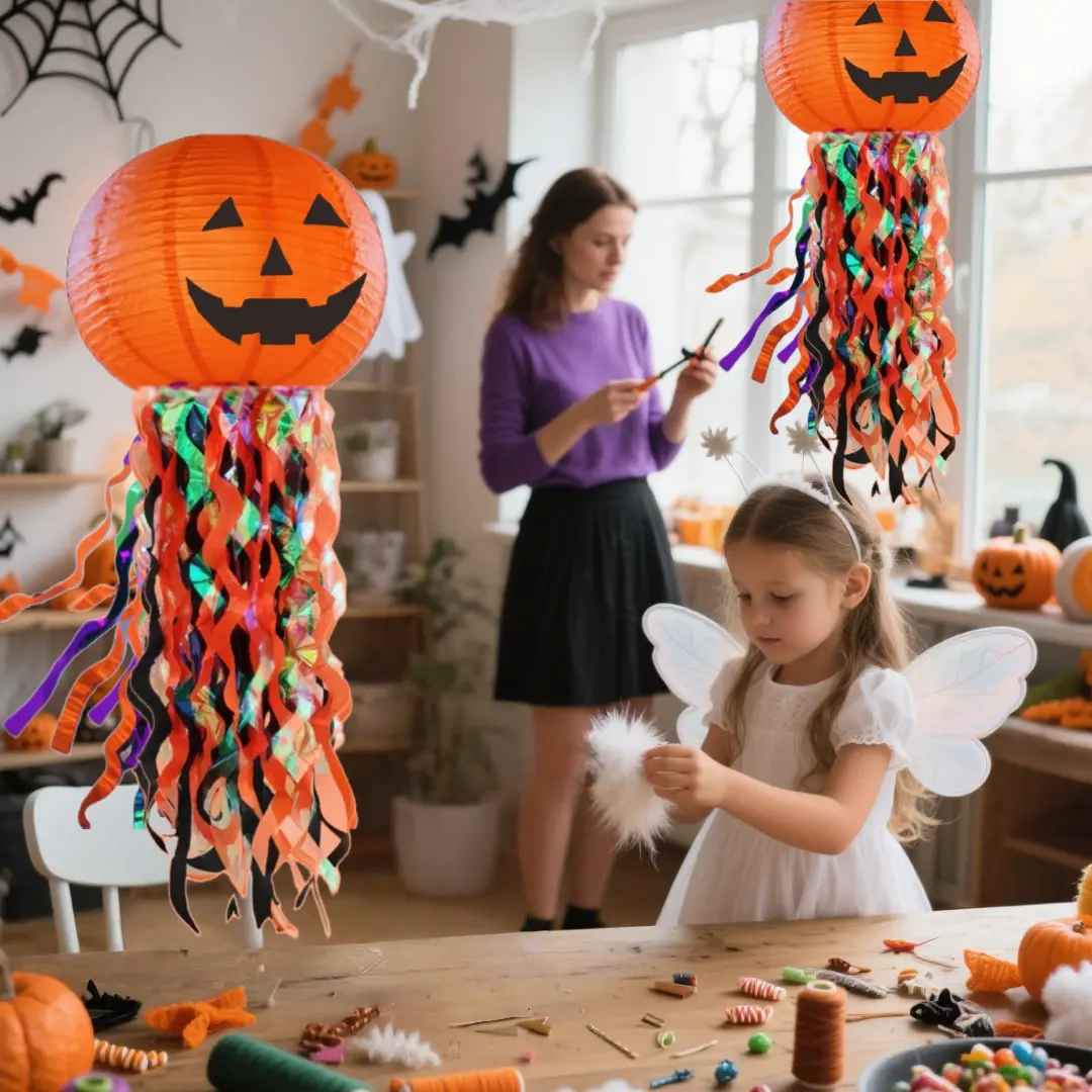 12in Pumpkin Paper Lantern, Pumpkin Shape Decoration for Halloween Party Indoor/outdoor Hanging, Fall Harvest Season Pumpkin Light, Christmas
