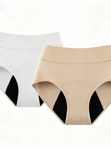 Women's Period Underwear, Leak-Proof High-Waist Comfortable Triangle Panties, Breathable Mesh Shorts, 2 Pcs Set, All Seasons