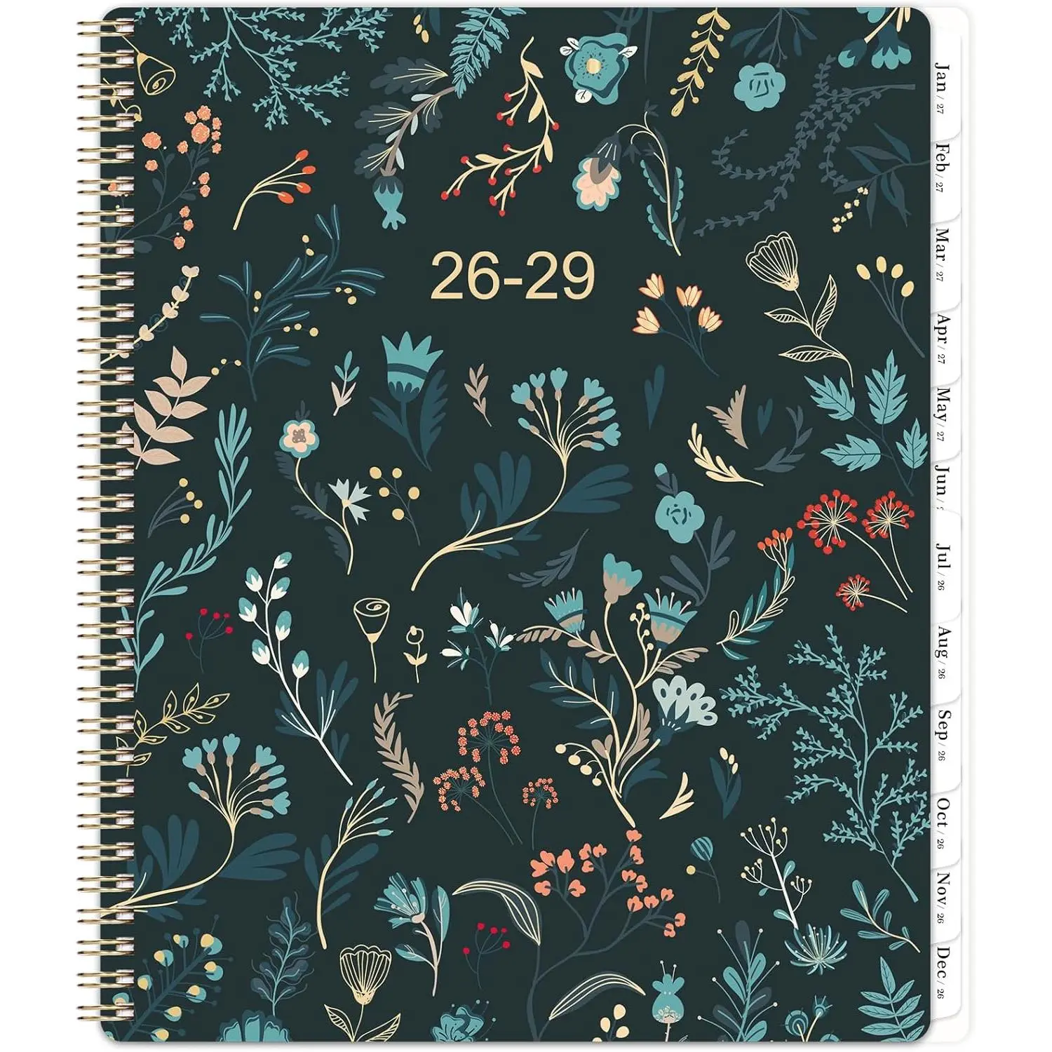 2026-2029 Monthly Planner - 3 Year Calendar Planner, Jul. 2026 – Jun. 2029 | 3 Year Planner 2026-2029, 9" x 11", 3 Year Planner, 36 Monthly Calendar with Tabs, Notes Pages, Inner Pocket - Green Leaves