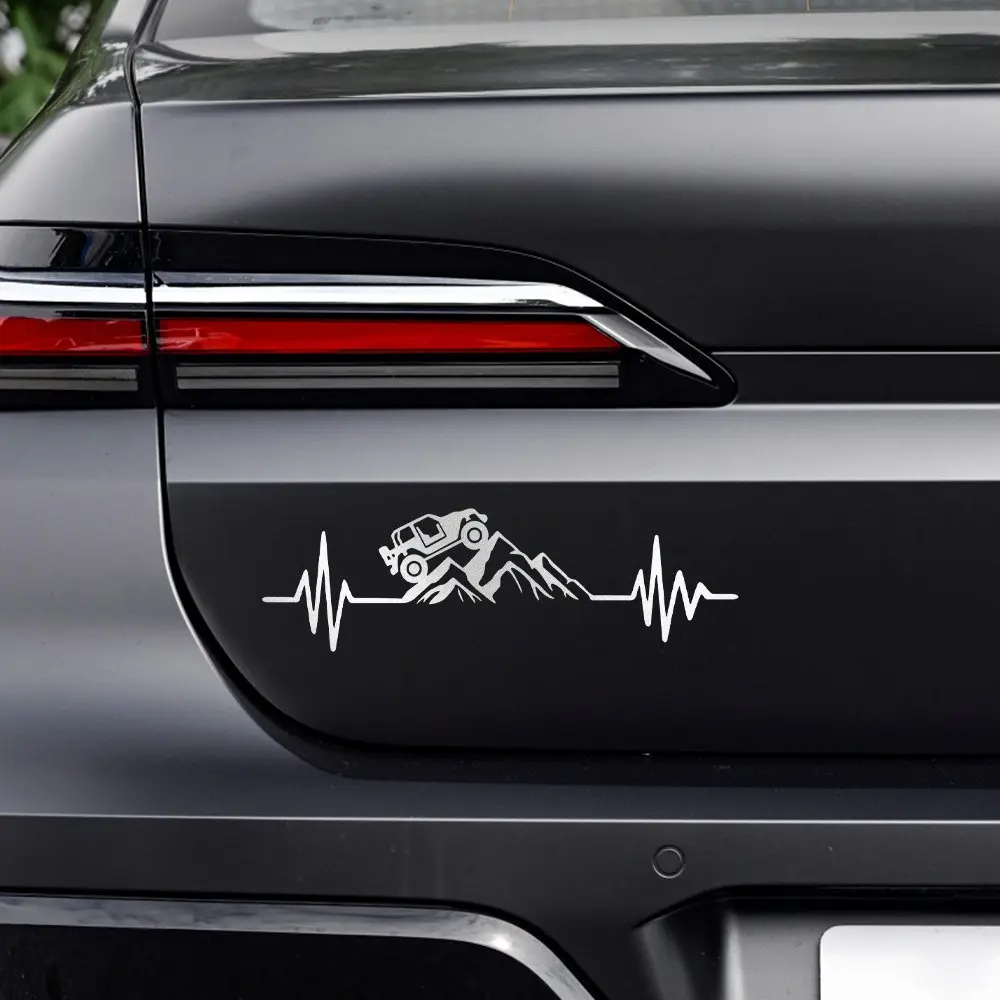 Heart Rate Off-Road Hiking Pattern Car Sticker, 4x4 Truck Windshield Bumper Decorative Sticker, Automotive Accessories