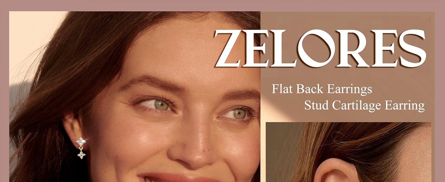 ZELORES  1Pair Gold Plated Flat Back Earrings for Women Silver Post Stud Earrings for Multiple Piercing Small Dainty Helix Tragus Cartilage Stud Trendy Flat back Stud Earrings