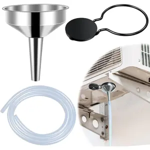 4Ft Magnetic Window Air Conditioner Drain Kit Universal Portable Air Conditioner Drain Hose Kit AC Drain Pipe Replacement Condensate Drain Hose Funnel Connector for Window AC and Mini Split UnitsGift.