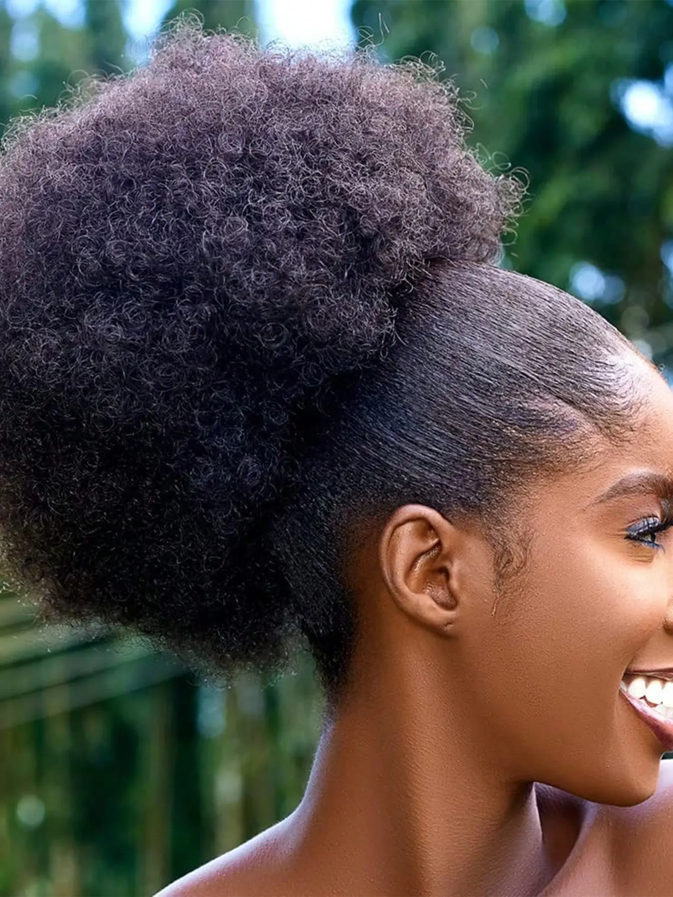 Afro Puff Drawstring Ponytail 8 Inch Kinky Curly Bun, Synthetic Short Extensions, Medium Length Wig for Women, Daily Party, Cosplay