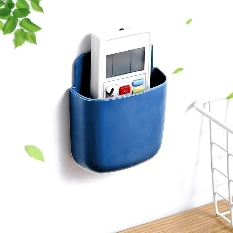 Wall-Mounted Storage Box, Plastic Adhesive Container, Multi-Functional Organizer for Phone Charger, Remote Control, Air Conditioner, TV Controller