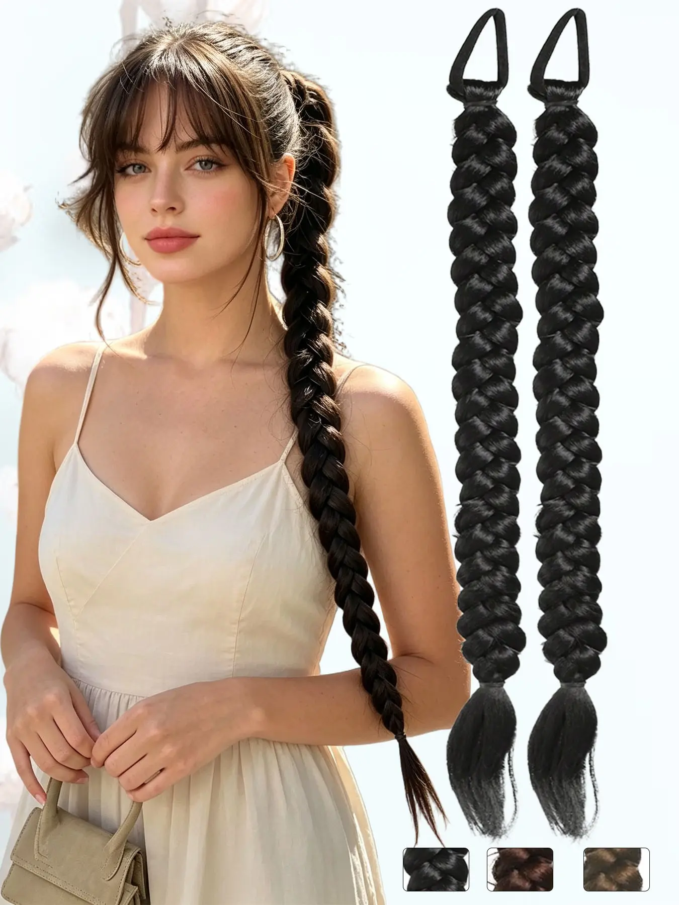 KAIRIYA 24" Straight Braid Ponytail Extension, Clip-In Hair Tie Design, Lightweight Natural Look Synthetic Hairpiece, Secure Comfort Fit for Women Holiday Party & Year-Round Daily Styling, Synthetic Ponytail Hairpieces