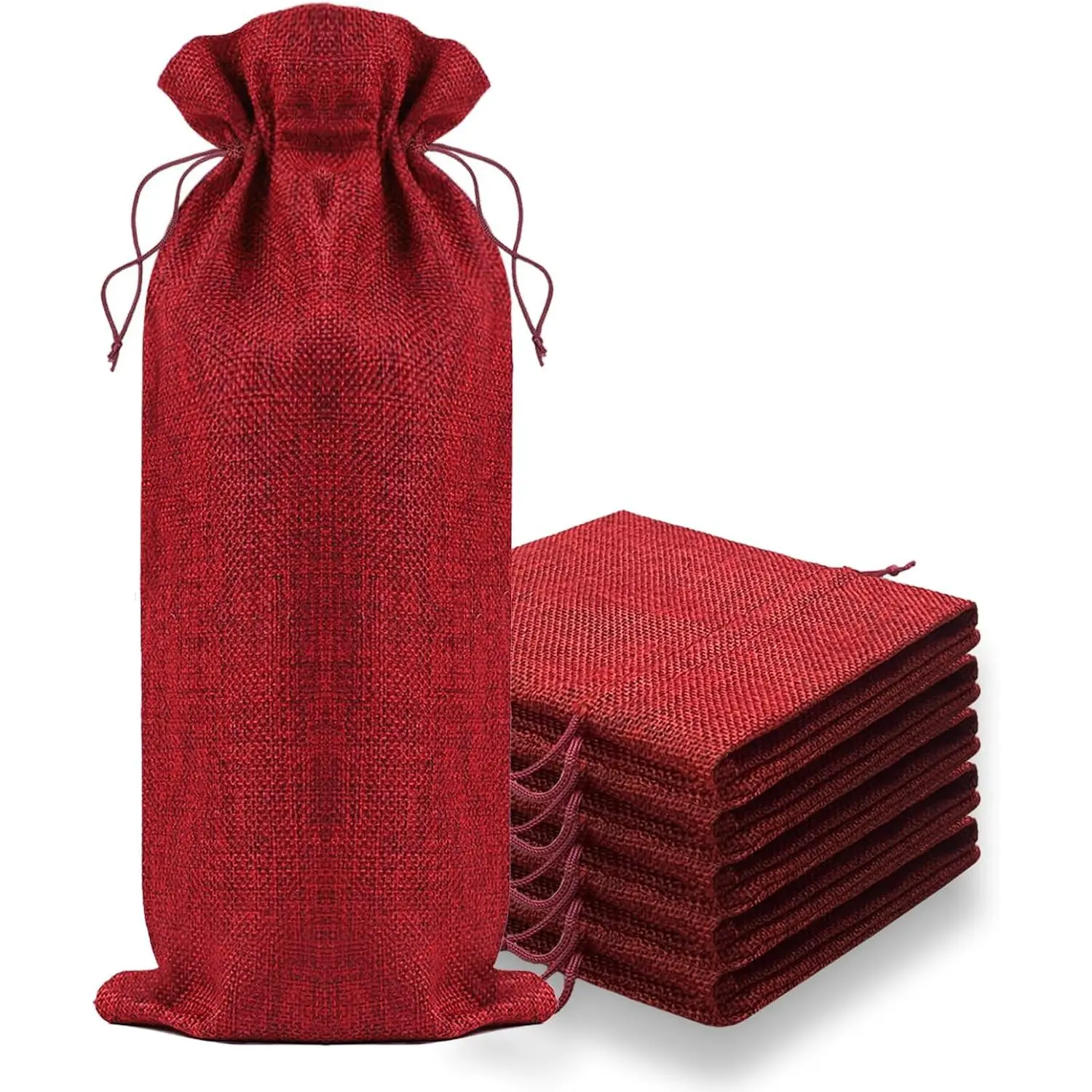 10 Pack Burlap   Bags with Drawstring Fit 750ml,