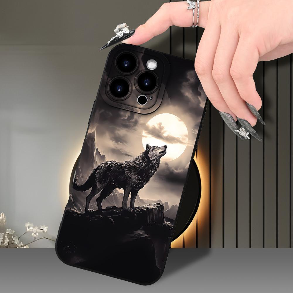 creative wolf howl pattern phone case for iPhone 16/15/14/13/12/XS/ Plus/Pro/Max/Mini - stylish design suitable for both men and women, perfect gift for friends, family, boyfriend or girlfriend