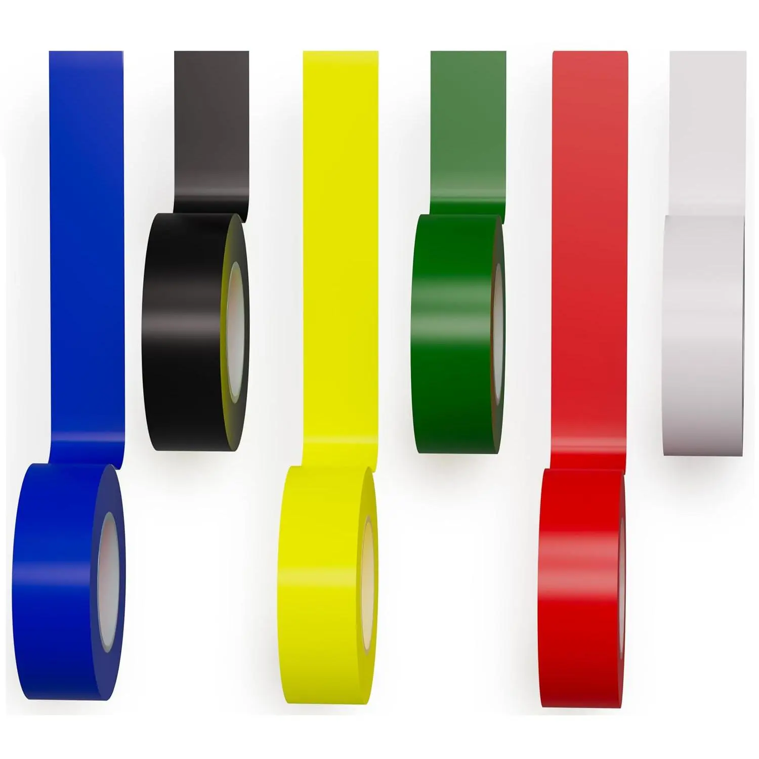 6 Pack Color Vinyl Electrical Tape,  Flame Heat & Weather Resistant IndoorOutdoor High-Temperature Professional Grade Electric Wire Colored Tape 3/4 in x 30 FT x 7 Mil E Tape