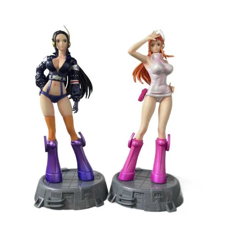 10.24 Inch One Piece Egg Island Nami Nico Robin Anime Figure, Sci-Fi Space Suit Statue with Tech Base, Desktop Decor Gift
