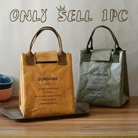 Waterproof Durable Lunch Bag, Reusable Lunch Bag, Large Capacity Insulated Lunch Bags with Handle, Portable for Outdoor Camping, Office & Home