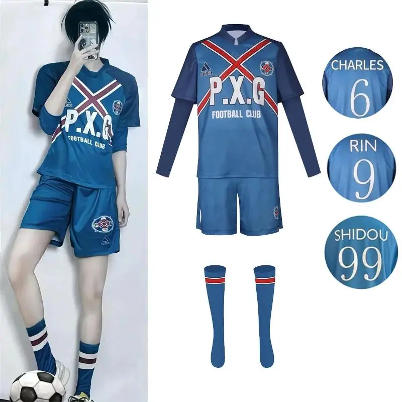 Anime Rin Itoshi Chevalier Shidou Ryuusei Cosplay Costume Wig P.X.G Jersey Embroidery Football Uniform Suit Sportswear Halloween