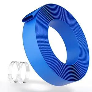 Pool Backwash Hose , Heavy Duty PVC Drain Hose with 2 Metal Clamps For Inground & Above Ground Pool, Water Discharge, Drainage, Irrigation , Blue