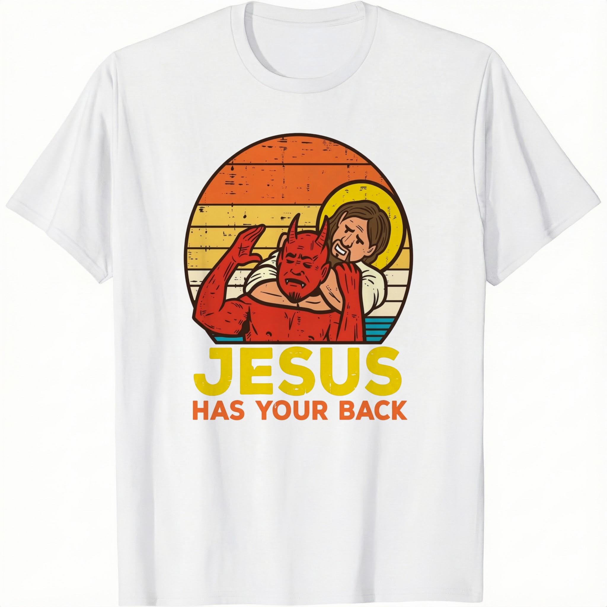Cotton Jesus Has Your Back Jiu Jitsu Retro Christian Men Women Kids T-Shirt