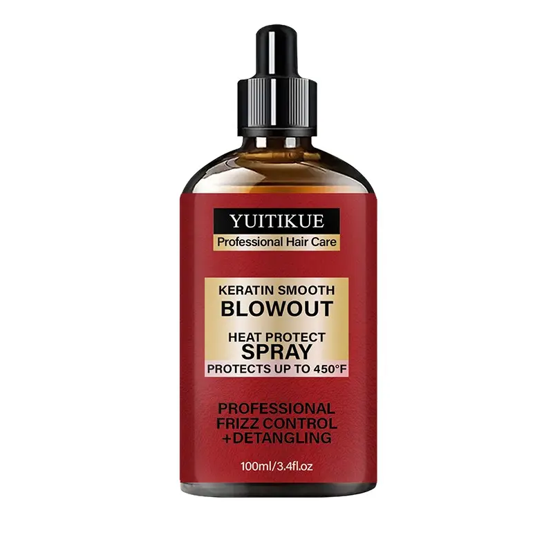Yuitikue Keratin Heat Protect Spray 100ML, Resists 450°f, Smooths Frizz, Repairs Sun-Damaged Hair, Brightens and Smoothes