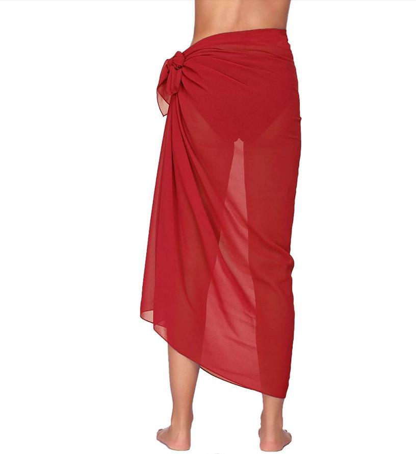Women's Beach Long Skirt Chiffon Swimsuit Coverups Summer Bikini Wrap Sheer Scarf For Swimwear Cover Ups Bikini Wrap Shawls