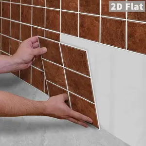 10PCS/Color Box GST Vintage Brown Stone Grain Square PE Foam Tile Stickers, Waterproof Oilproof Shock & Wear Resistant, Peel & Stick on Smooth Surfaces for Bedroom Kitchen Bathroom School Office Home & Commercial Wall Decoration