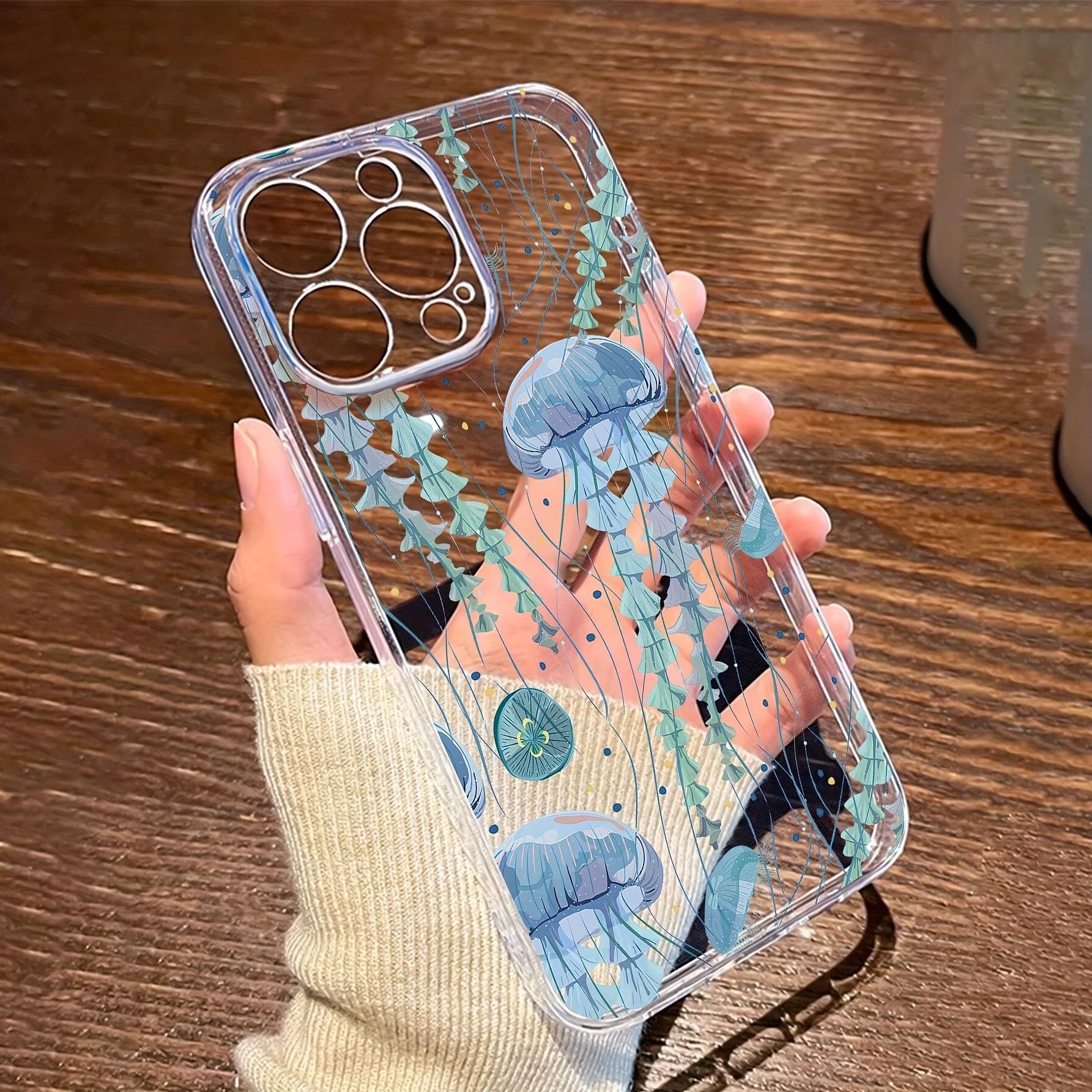 Jellyfish Pattern Transparent All-Inclusive Anti-Fall Mobile Phone Case Suitable for Apple 16PROMAX/15PLUS/15PRO/1741/14PROMAX/14PLUS/14PRO/14/13PROMAX/13PRO/13/12PROMAX/12PRO/12 11PROMAX/11PRO/11/XSMAX/XR/XS/78PLUS/