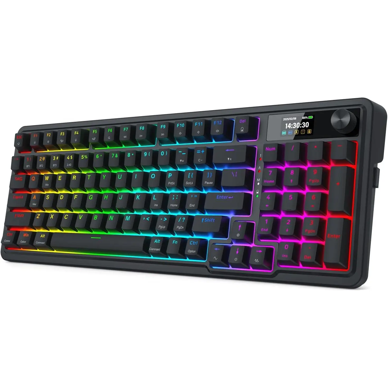 K719 PRO  95-Key Gasket Gaming Keyboard, TFT Screen & Knob | Easy-Control LED Info Display, 0-Delay Tri-Mode, Cushioned 5-Layer Noise Dampening for Creamy Thocky Sound, Practical 95