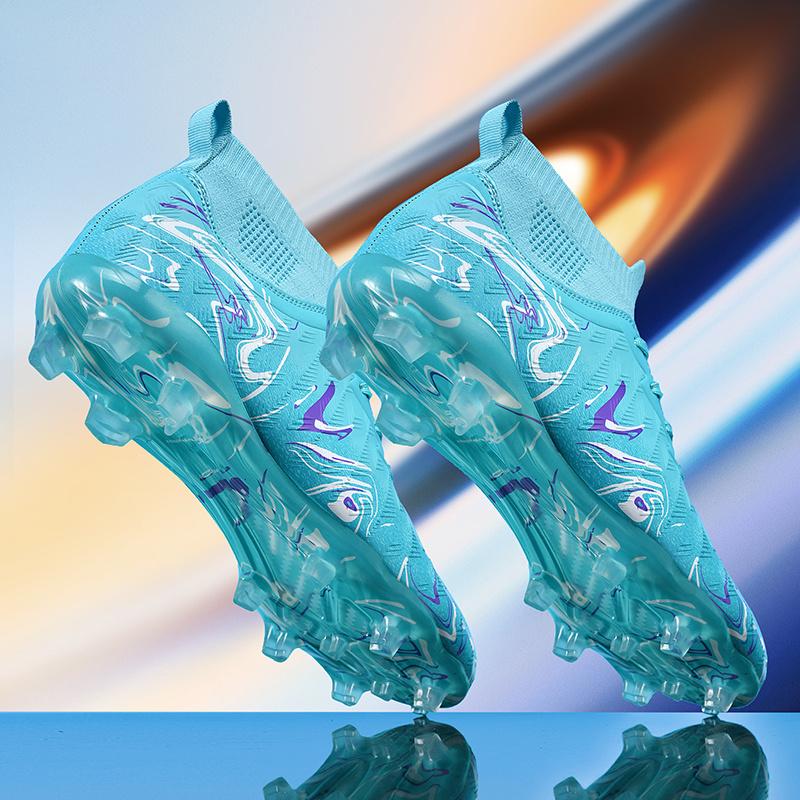 Men's Professional Soccer Cleats - Breathable Football Shoes with Anti-Slip Grip, Turquoise Accent Design - All-Turf Traction for Training, Matches Men's Professional Soccer Cleats - Breathable Football Shoes with Anti-Slip Grip, Turquoise Accent Design - All-Turf Traction for Training, Matches