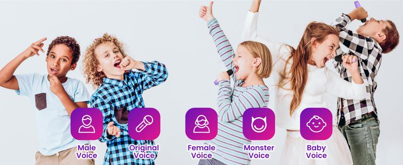 Mini Karaoke Machine for Kids & Adults Portable Bluetooth 5.0 Speaker with 2 Wireless Microphones 5 Sound Effects & Colorful Lights