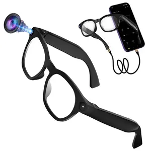 Bluetooth Smart Glasses with Camera, 8MP Camera,Hands-free Video Recording, 4GB Memory (No TF Card Need), Build-in Mic & Speakers, Bluetooth Calling, AI Real Time Translation, WiFi Transfer, 2 Lenses Total (Transparent +Black)