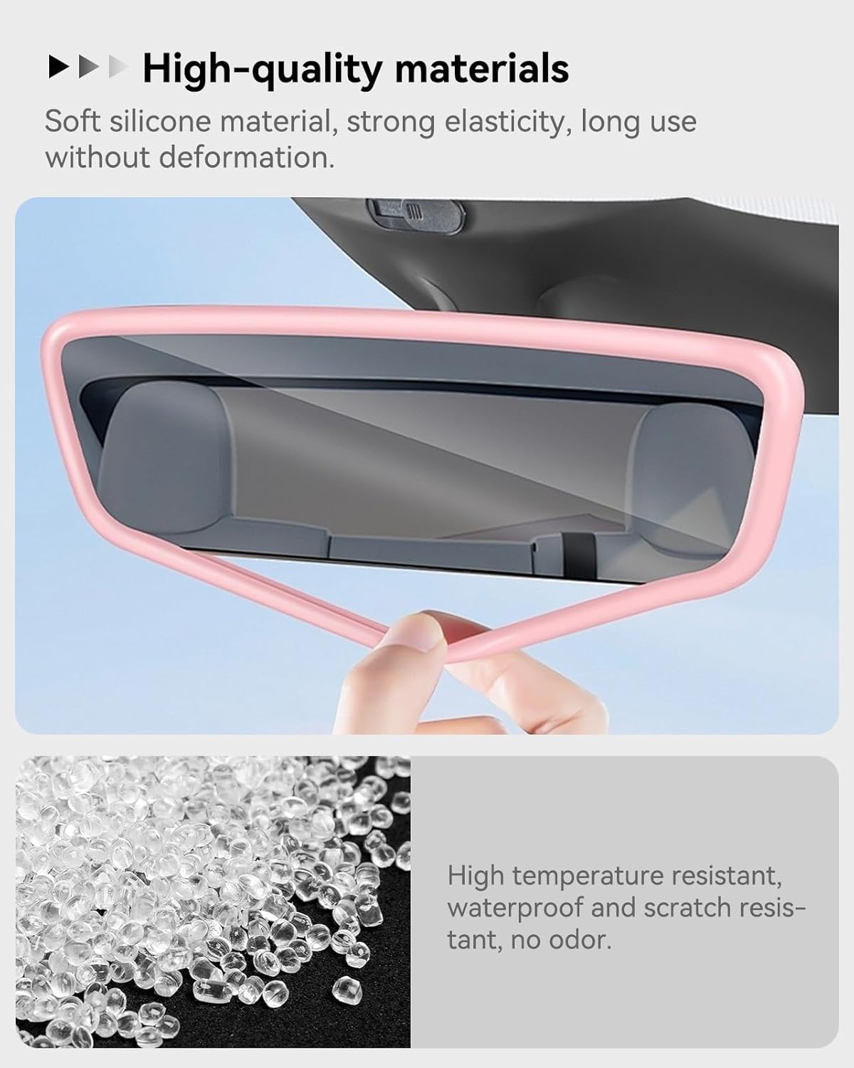 Center Console Wireless Charger Mat,Screen and Rearview Mirror Protector Frame,Anti-Slip Silicone Protector for Tesla 2021-2023 Model 3 and 2021-2025 Model Y Accessories(3 PCS Pink)