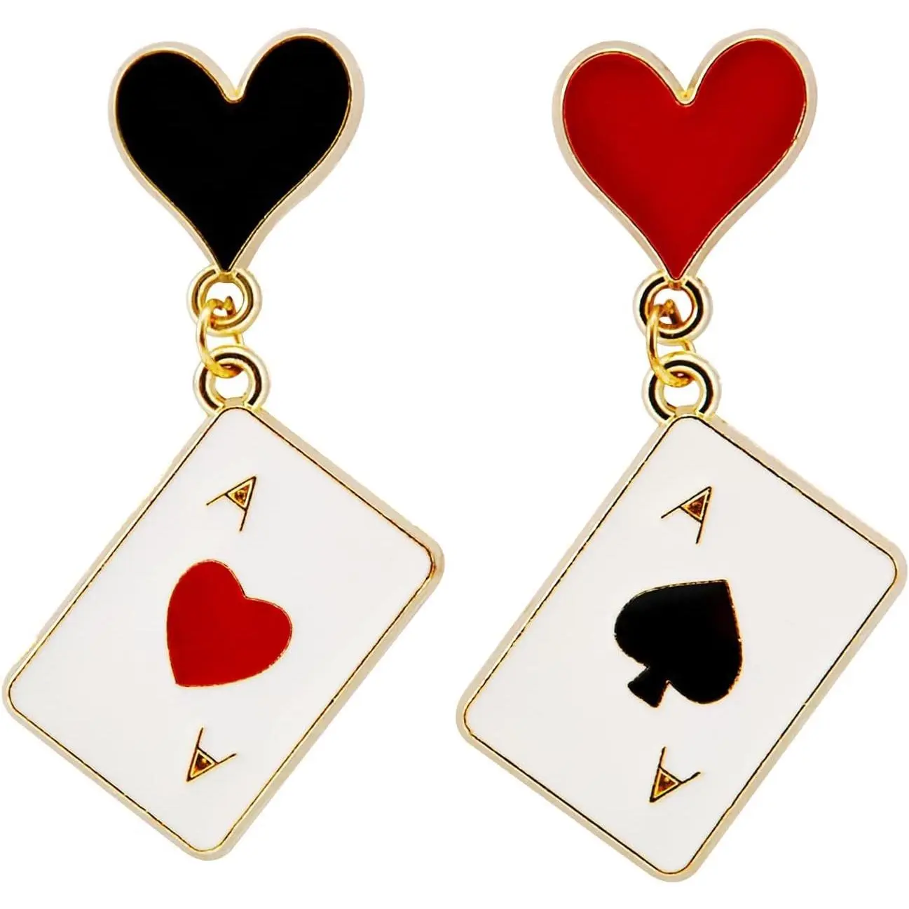 of Hearts Earrings,Playing Card Earrings for Women,Red  Of Hearts  Costume Accessories for Halloween Party  Dress Up