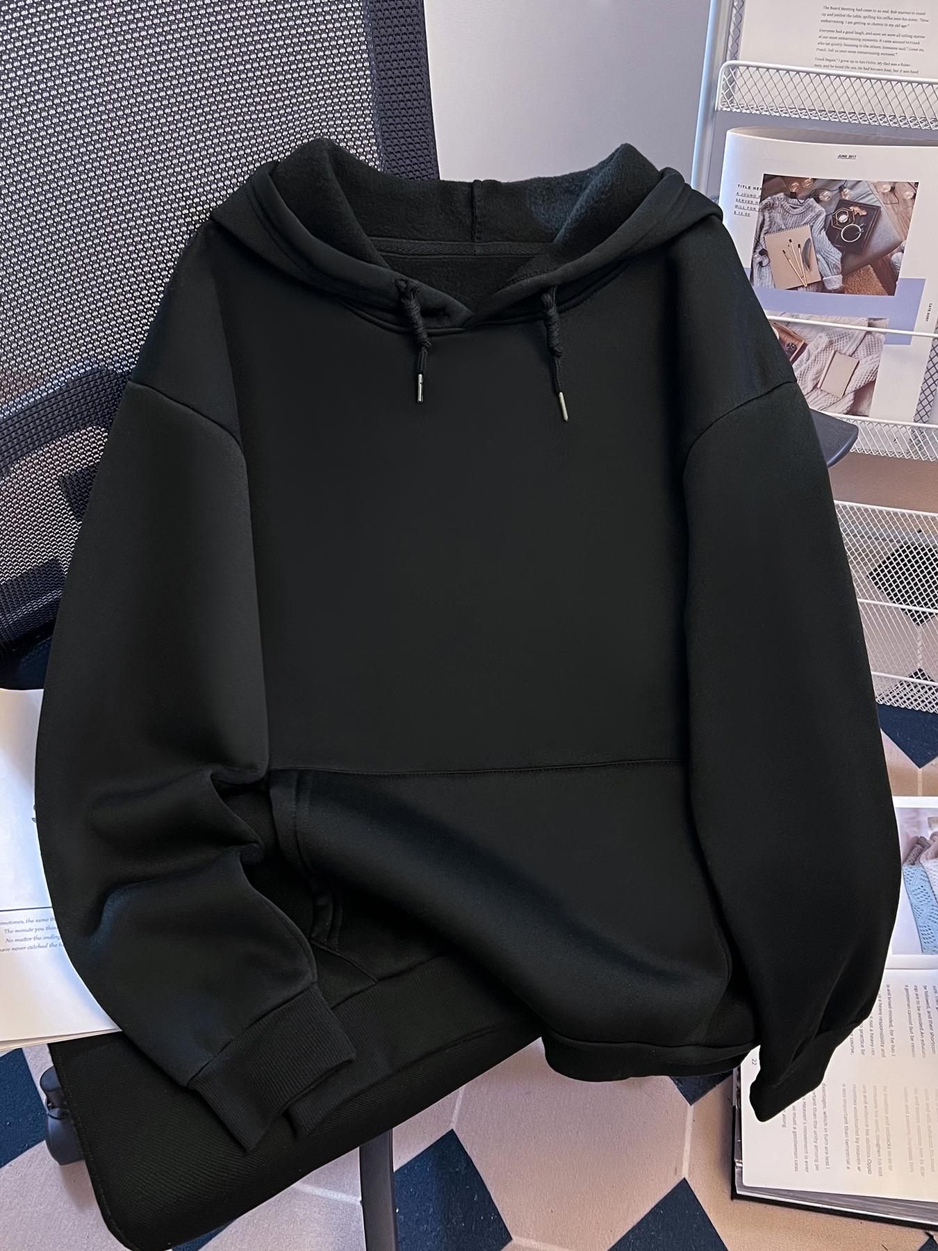 Women's Solid Color Drawstring Pocket Hoodie, Casual Long Sleeve Hooded Sweatshirt for Fall & Winter, Women's Clothes for Daily Wear