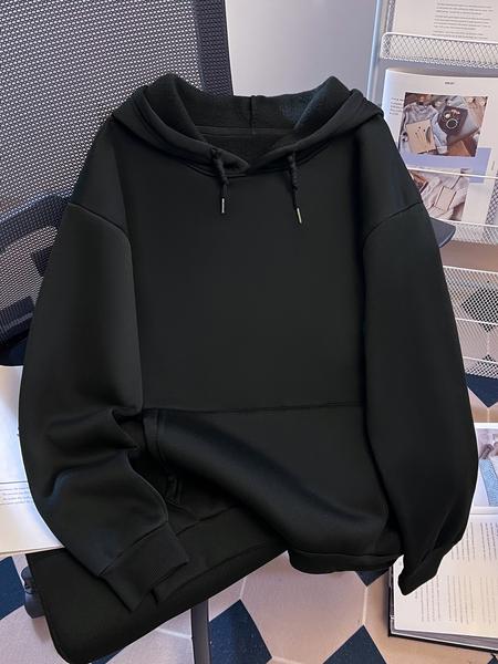 Women's Solid Color Drawstring Pocket Hoodie, Casual Long Sleeve Hooded Sweatshirt for Fall & Winter, Women's Clothes for Daily Wear