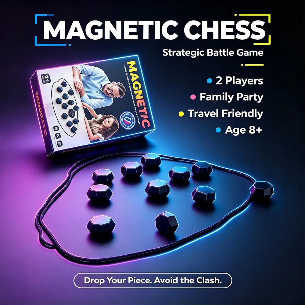 Magnetic Battle Game, Fun Family Interactive Tabletop Strategy Board Game, Portable Magnetic Chess Set, Party Game for Adults and Kids