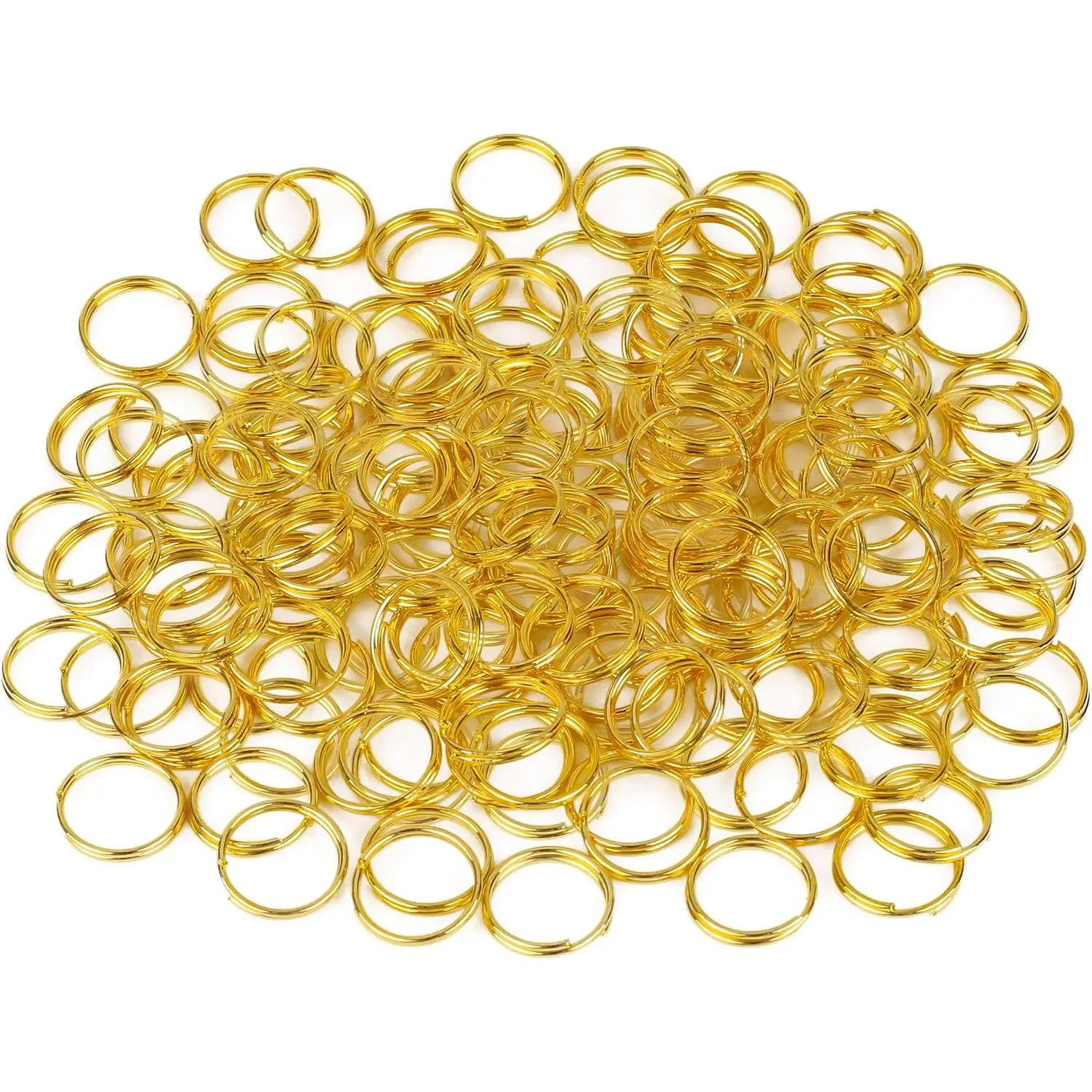 100 count 10mm  Plated Split Rings Smooth Round  Key Chain Rings Double Loops Jump Rings for Crafts Making Wind Chimes Costuming Ornaments