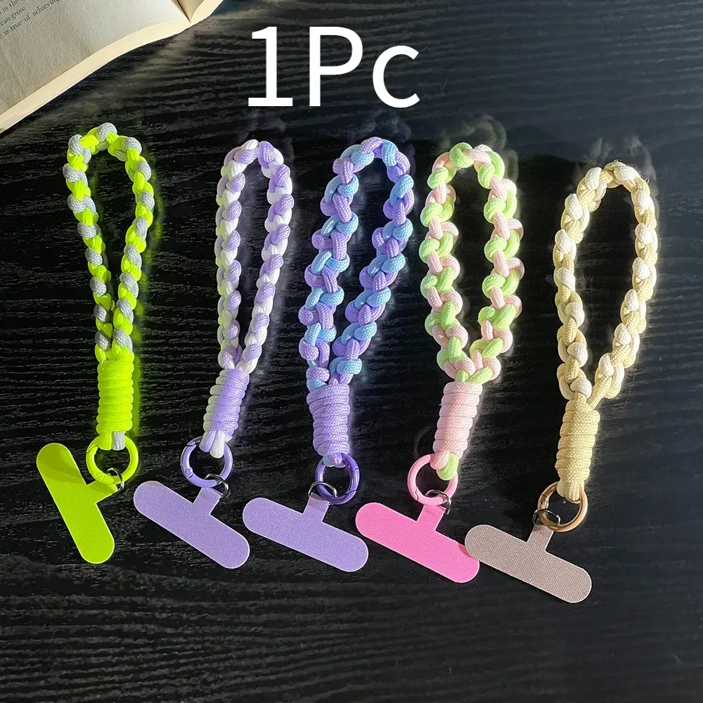 Dopamine Color Braided Three-strand Twist Short Rope, Mobile Phone Lanyard, Cell Phone Lanyard, Water Cup Keychain, School Bag, Universal Smart Phone, Ideal Gift for Friends in Summer