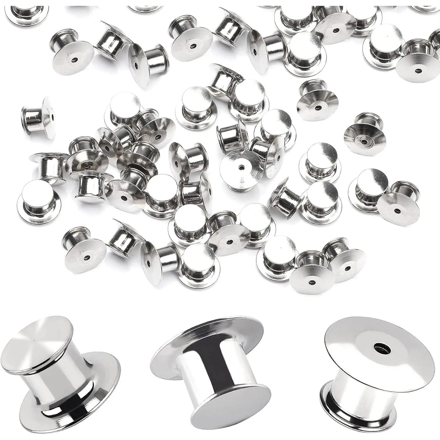 30 count Metal Pin Backs Locking Pin Keepers Locking Clasp | Nickel Plated Copper,convenient to carry, and blend seamlessly behind any pin,No Tools Required Spring  Lock
