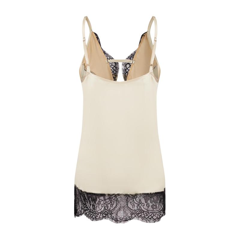 Women Satin Lace Camisole Top Sleeveless Spaghetti Strap Cutout V Neck Silk Lace Trim Cami Top Tank Top Summer Shirt